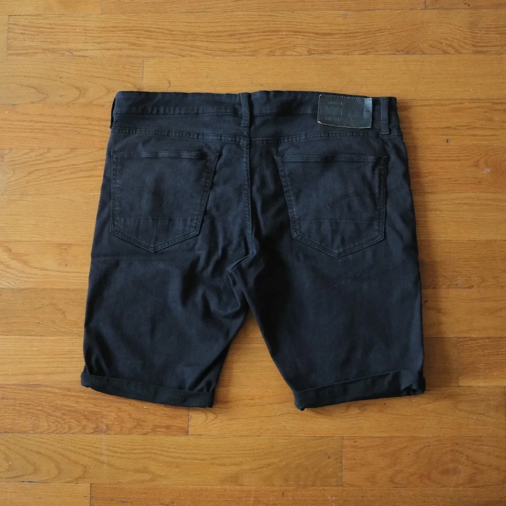 G-Star Raw 3301 Shorts Mens Black Slim Streetwear 38 Denim Casual Designer